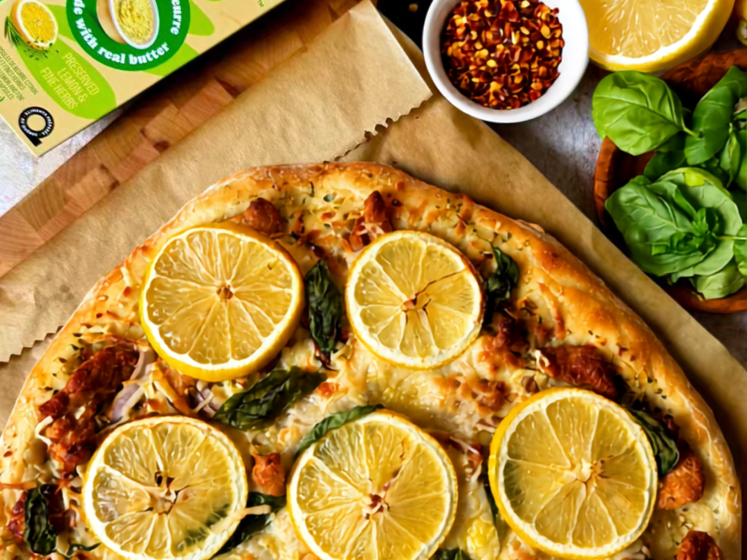 Pizza aux lanières de soya et beurre au citron confit