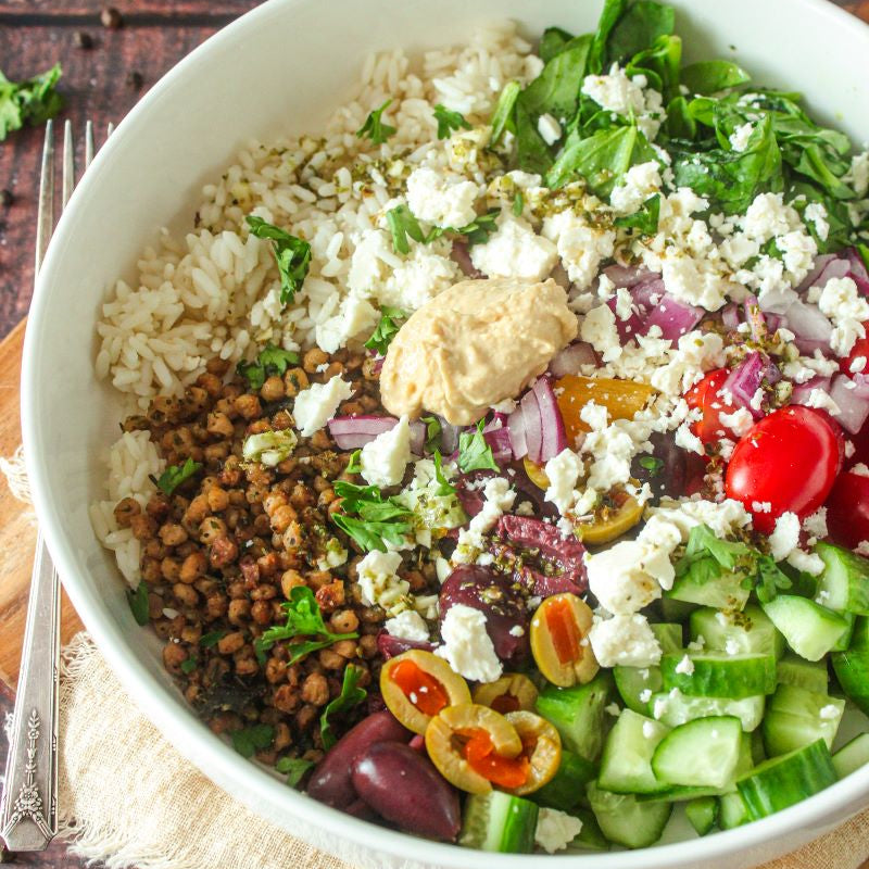 Bol de poké à la grecque avec PVT - LES BRUTES