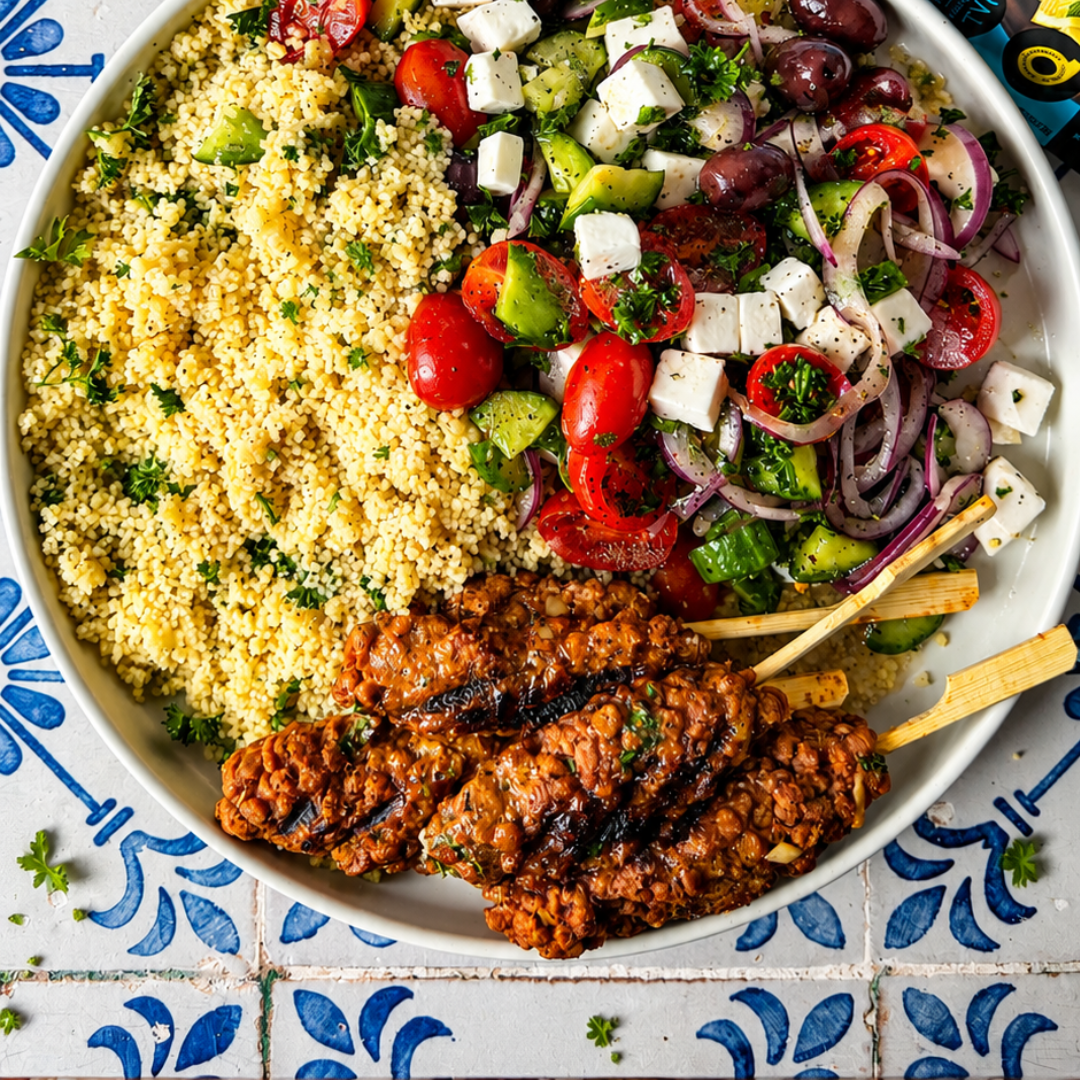 Keftas végétaliennes à la PVT sur couscous à la grecque - LES BRUTES