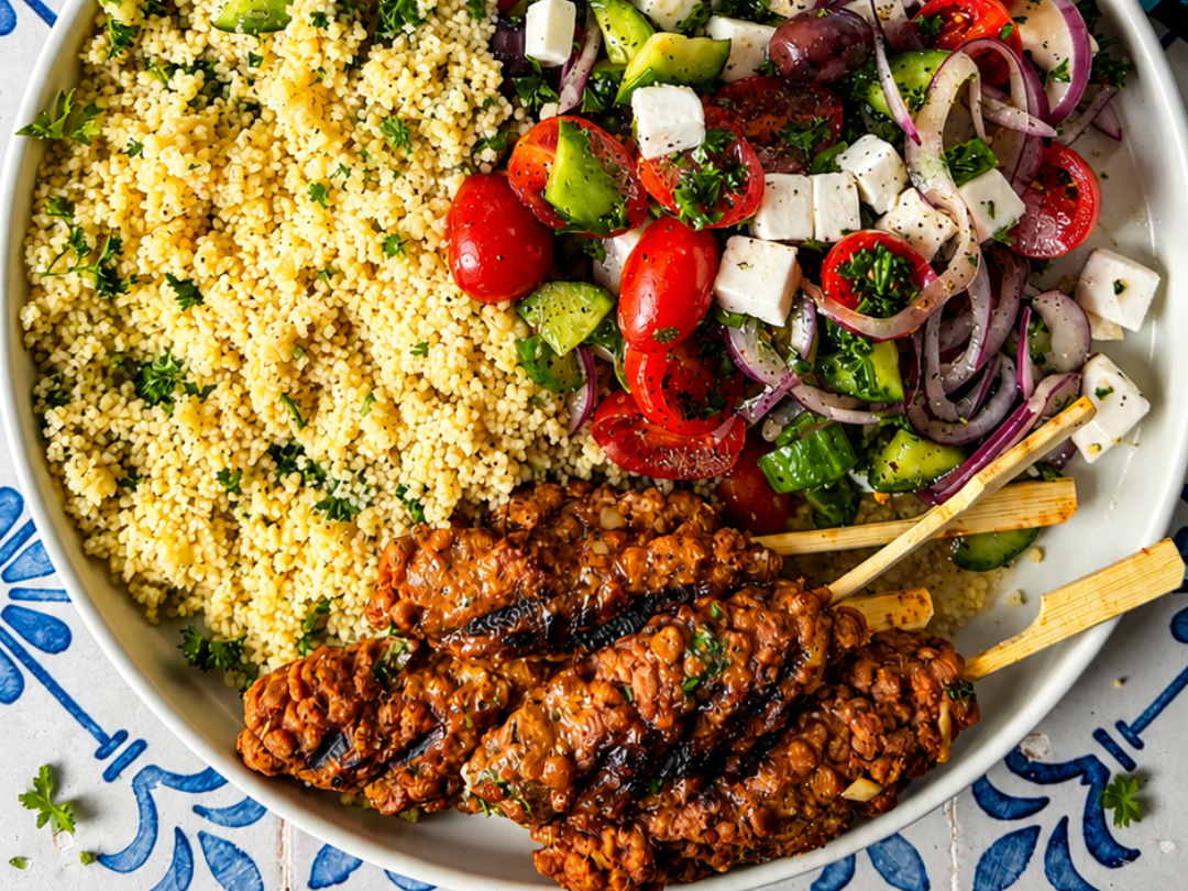 Keftas végétaliennes à la PVT sur couscous à la grecque - LES BRUTES